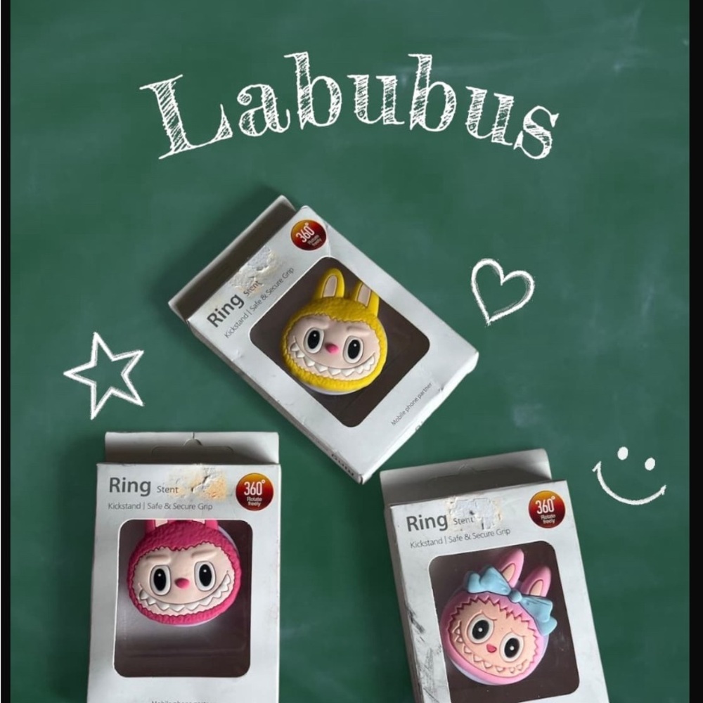 Labubu Kids Ring Stand - Pink, Yellow, Blue